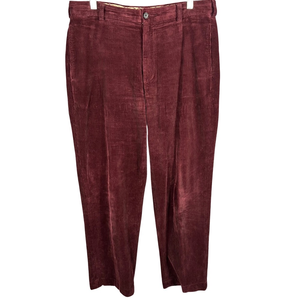 Brooks Brothers Hudson Corduroy Pants Mens 34x30 Burgundy Straight Leg Cotton